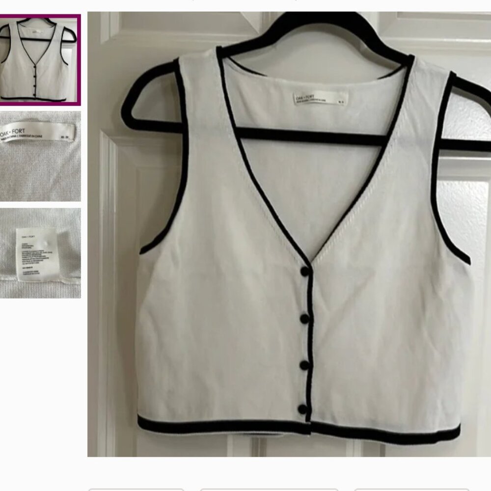 OAK + FORT Cream Tank with Black Edging